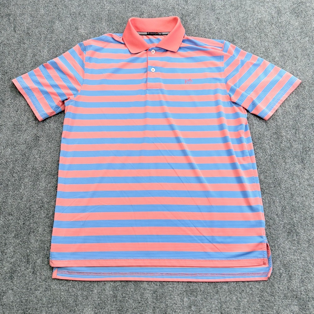 Southern Tide Polo Shirt Mens Medium Striped Tide‎ To Trail Performance Golf